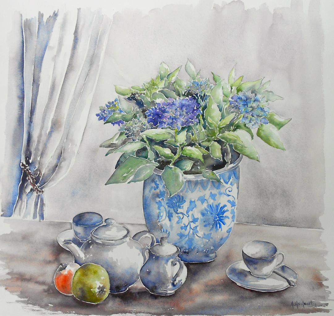 Hortensia et porcelaines blanches