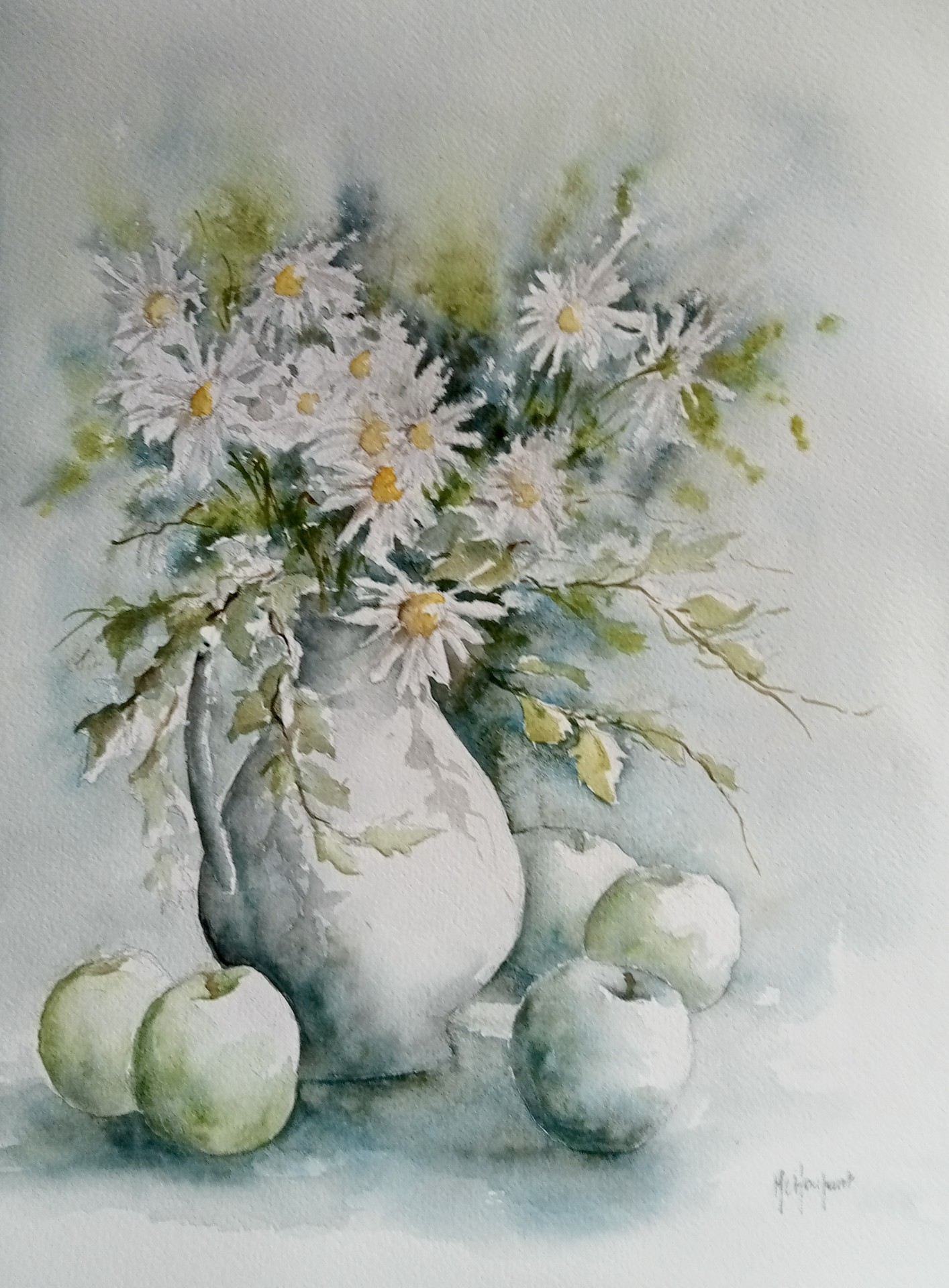 Marguerites et pommes vertes