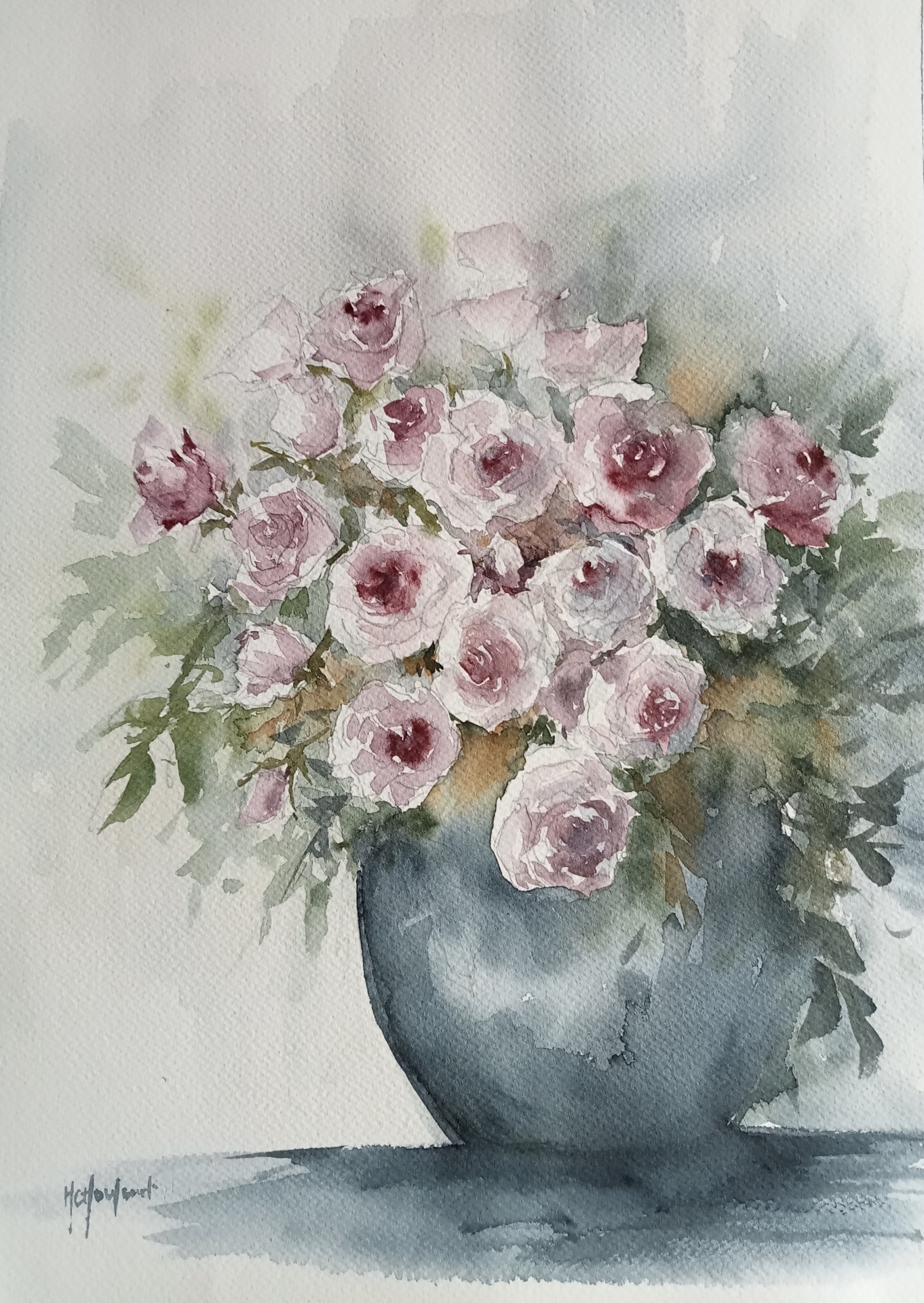 Le vase de roses
