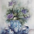 Hortensia mauve et porcelaines de Chine